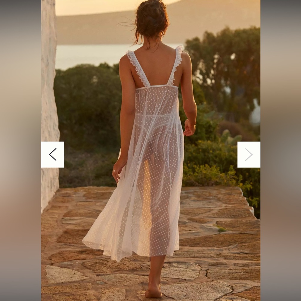 Anthropologie BHLDN Only Hearts Coucou Ruffle Tie Sheer Gown S Sold out